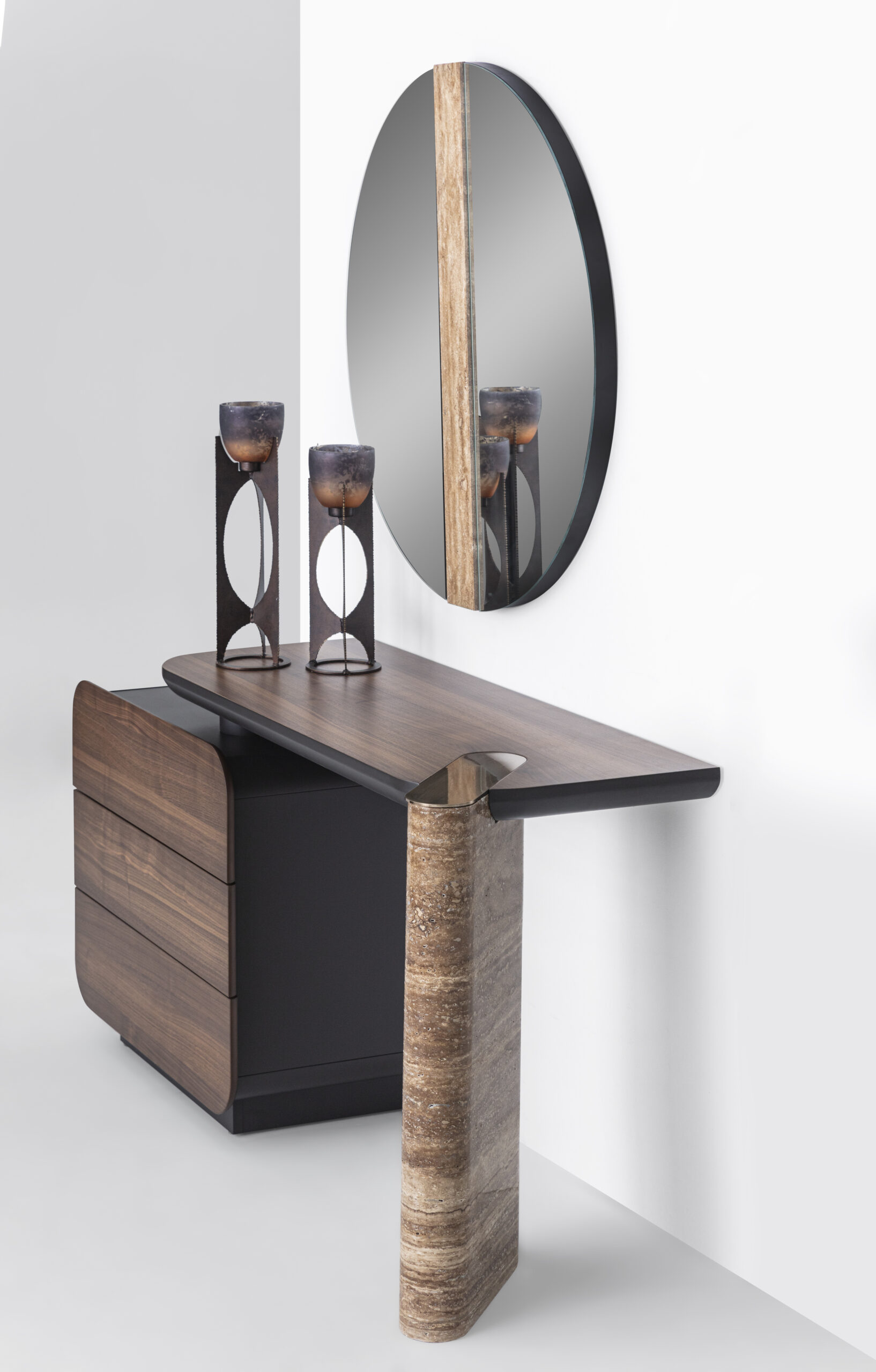 MAYBACH DIÓ/TRAVERTIN KIS KOMÓD - Image 3